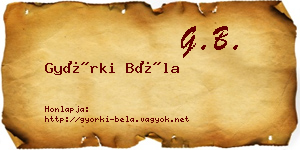 Györki Béla névjegykártya